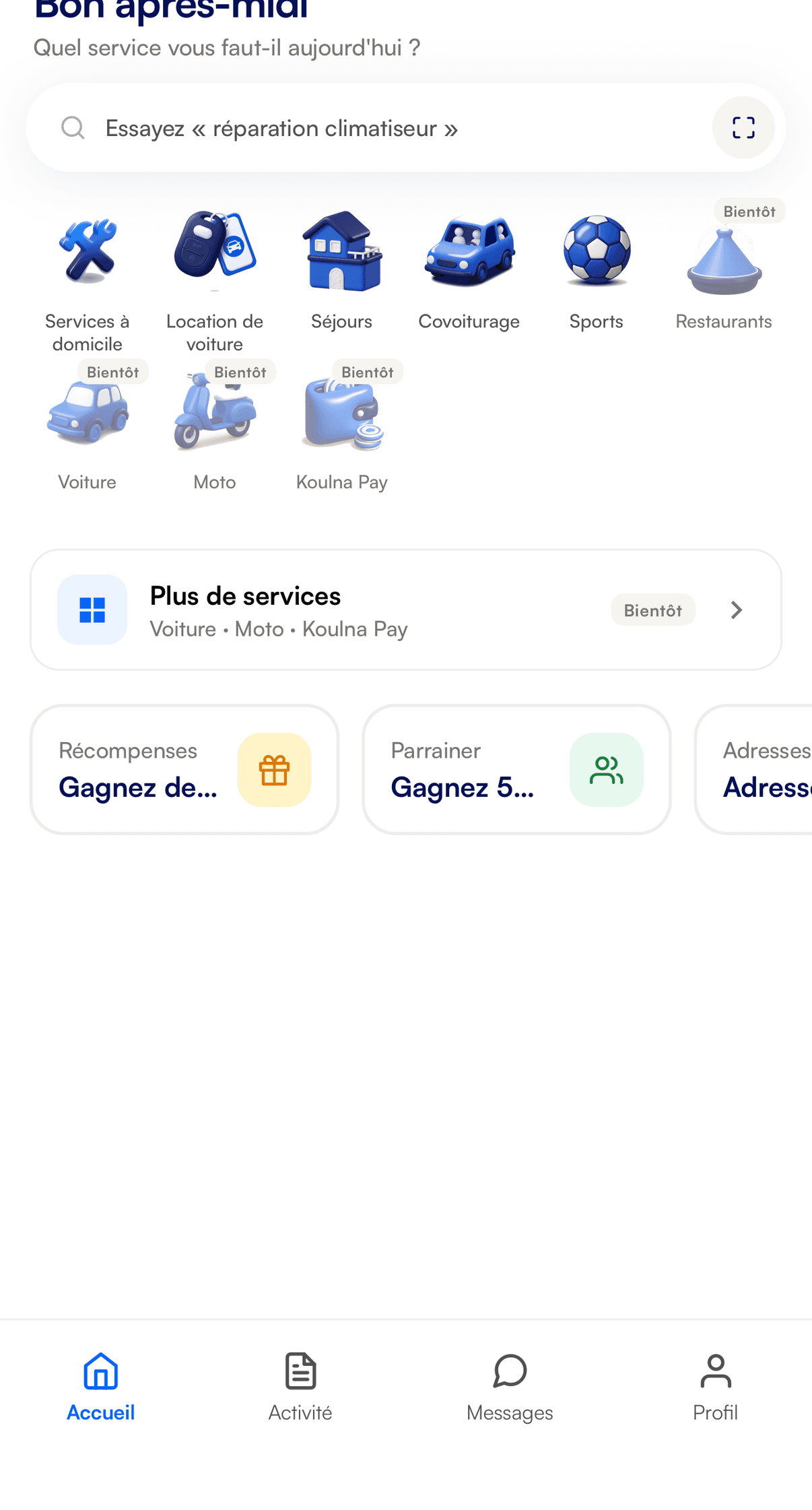 Koulna app home